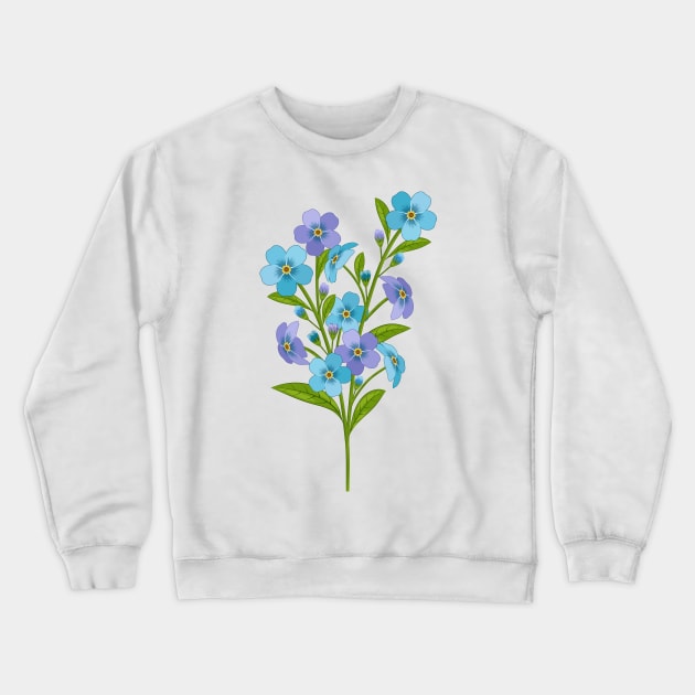 Forget Me Not Flowers Crewneck Sweatshirt by Designoholic